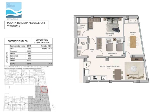 2 bedroom Apartment for sale in Santa Pola with pool garage - € 245,000 (Ref: 9106519)