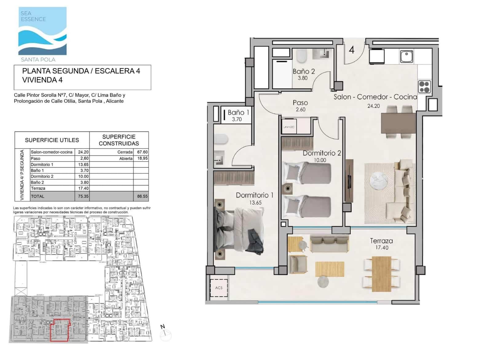 Apartamento de 2 habitaciones en Santa Pola en venta con piscina garaje - 335.000 € (Ref: 9106519)