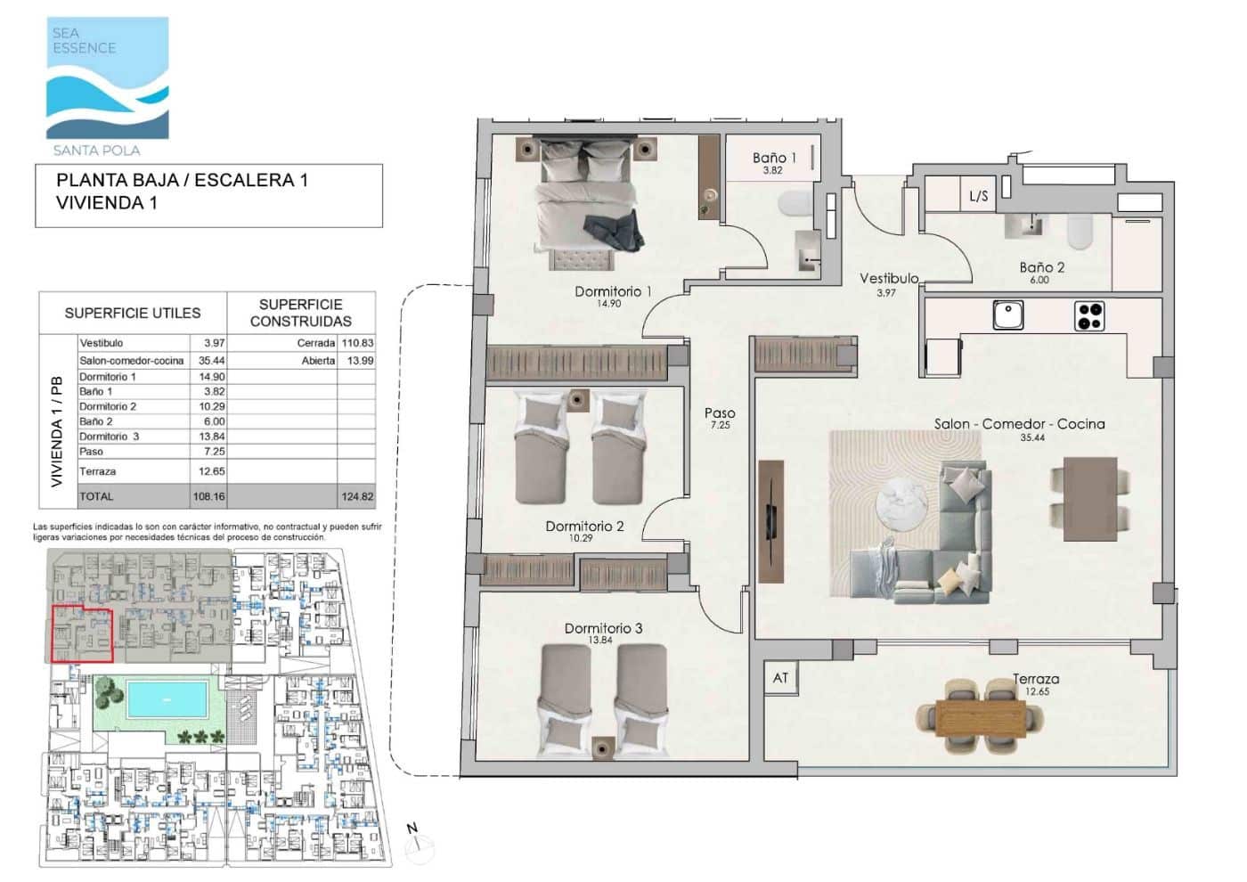 2 soverom Penthouse til salgs i Santa Pola med svømmebasseng garasje - € 298 000 (Ref: 9106520)
