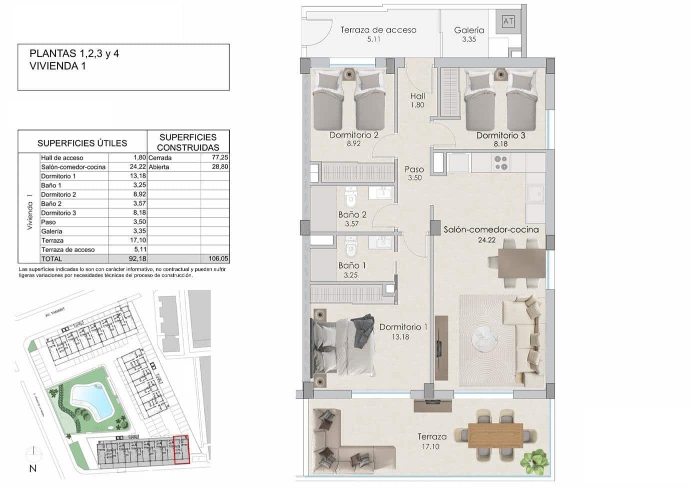 3 soverom Leilighet til salgs i Santa Pola med svømmebasseng garasje - € 375 000 (Ref: 9898701)