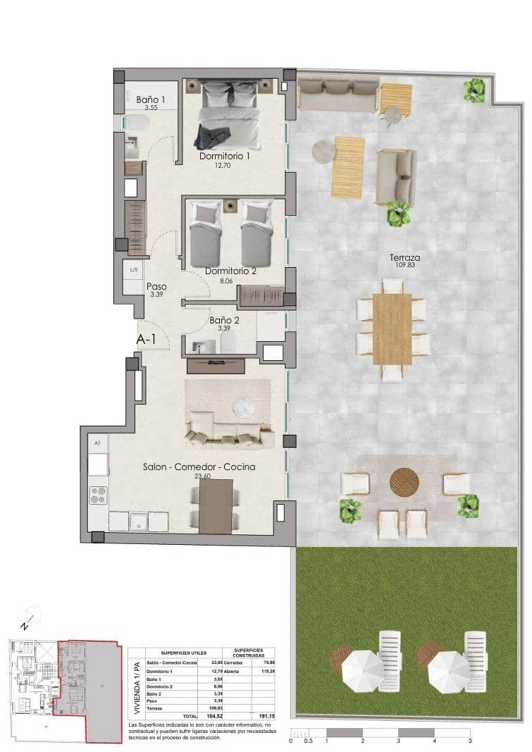 2 slaapkamer Penthouse te koop in Santa Pola met zwembad - € 365.000 (Ref: 9998827)