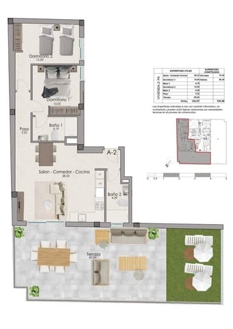 2 slaapkamer Penthouse te koop in Santa Pola met zwembad - € 365.000 (Ref: 9998827)