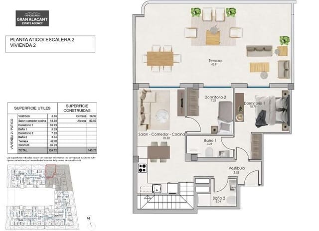 2 sypialnia Penthouse na sprzedaż w Norte, Santa Pola z basenem garażem - 268 000 € (Ref: 8348383)
