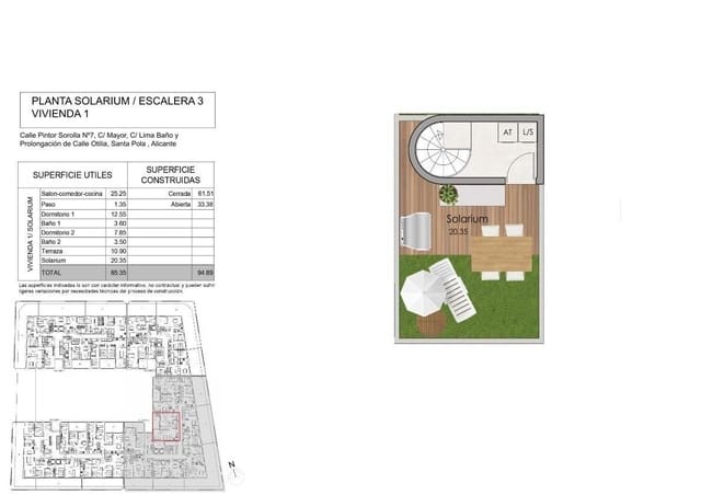 2 bedroom Penthouse for sale in Norte, Santa Pola with pool garage - € 298,000 (Ref: 9936437)