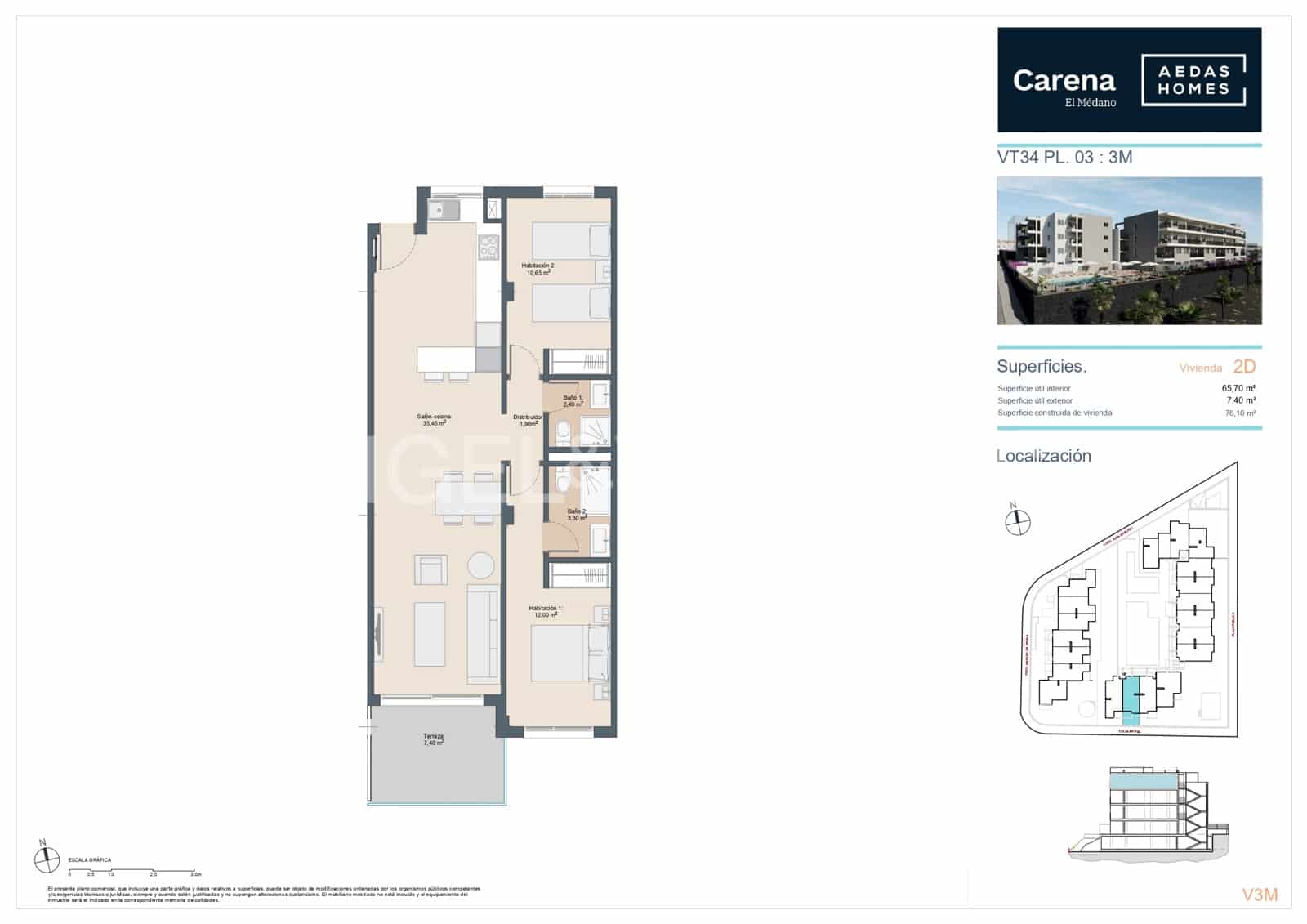 2 sypialnia Apartament na sprzedaż w El Medano z basenem - 450 000 € (Ref: 10135269)