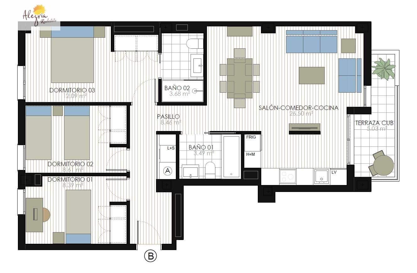 3 soverom Leilighet til salgs i Valencia by med svømmebasseng - € 359 000 (Ref: 9220098)