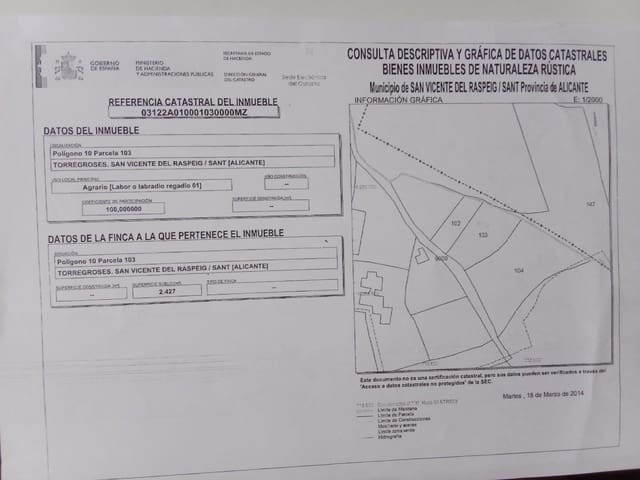 Grond te koop in San Vicente / Sant Vicent del Raspeig - € 120.000 (Ref: 9973399)