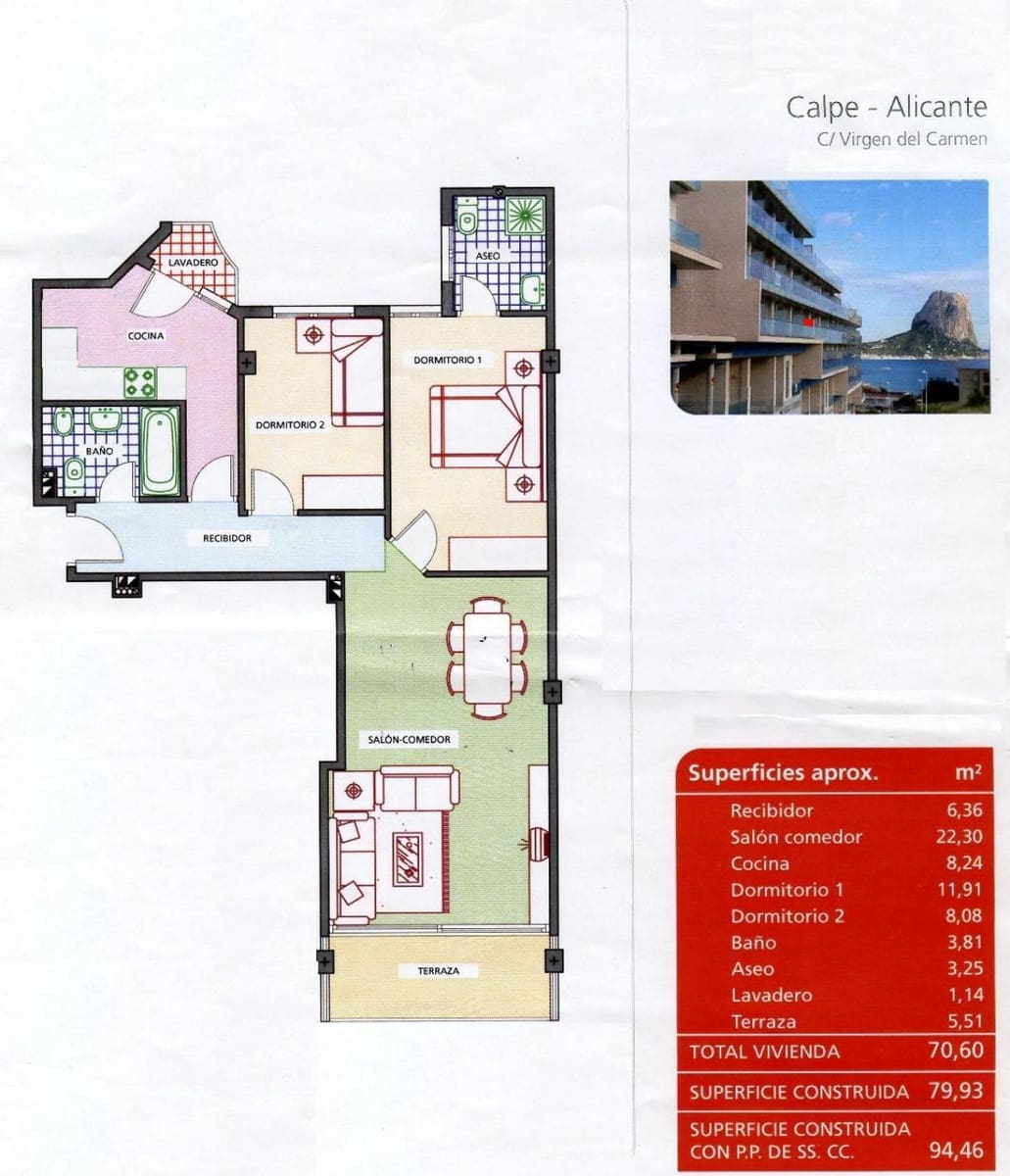 2 soveværelse Lejlighed til salg i Calpe / Calp med swimmingpool - € 300.000 (Ref: 9015495)