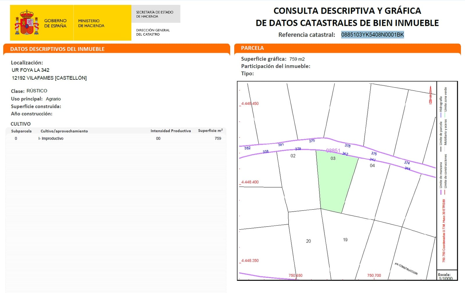 Landgrundstück zu verkaufen in Vilafames - 10.000 € (Ref: 10156884)