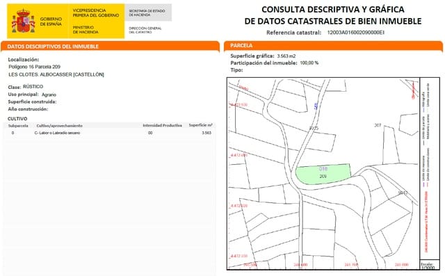 Terre non Aménagée à vendre à Albocàsser - 15 000 € (Ref: 9720531)