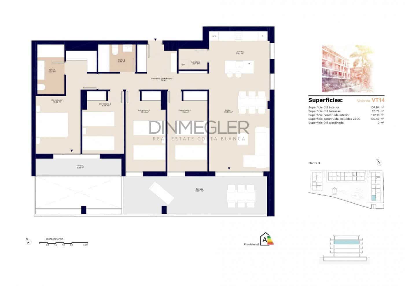 3 sypialnia Penthouse na sprzedaż w Denia z basenem garażem - 596 500 € (Ref: 7140896)