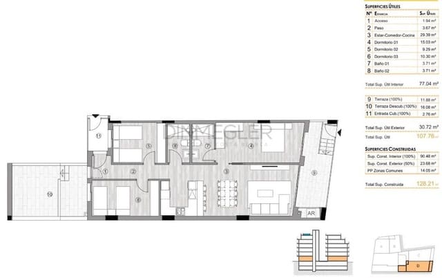 2 soverom Leilighet til salgs i Centro, Torrevieja med svømmebasseng garasje - € 259 000 (Ref: 9568516)