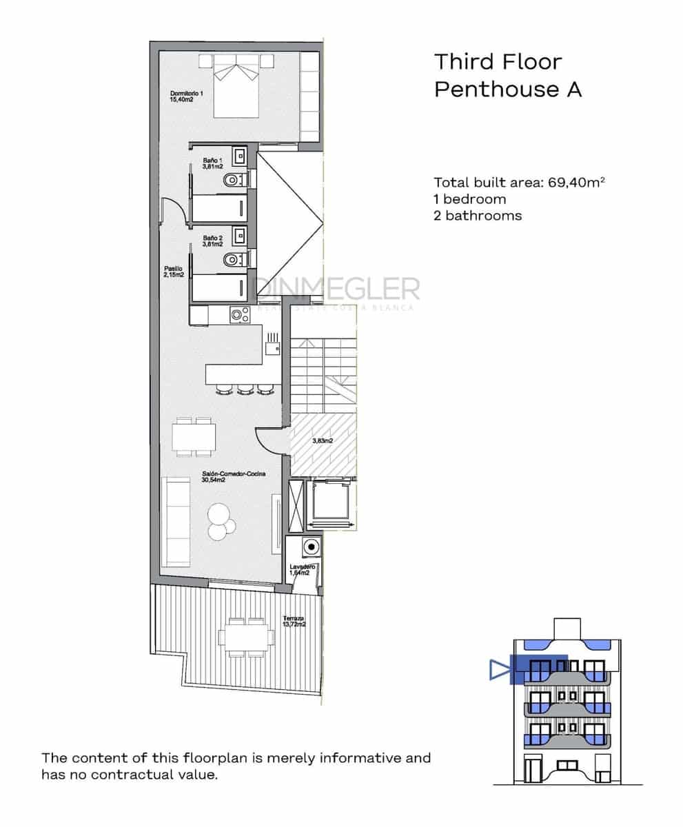 1 sovrum Takvåning till salu i Torrevieja med pool - 272 000 € (Ref: 9582897)