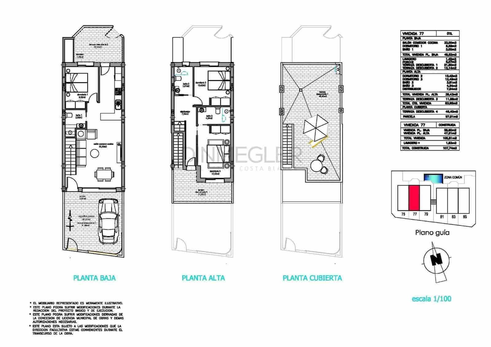 3 chambre Villa/Maison Mitoyenne à vendre à Pilar de la Horadada avec piscine - 354 900 € (Ref: 9586394)