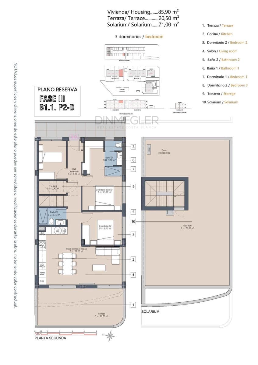 3 soverom Penthouse til salgs i Los Alcazares med svømmebasseng - € 399 900 (Ref: 9586407)