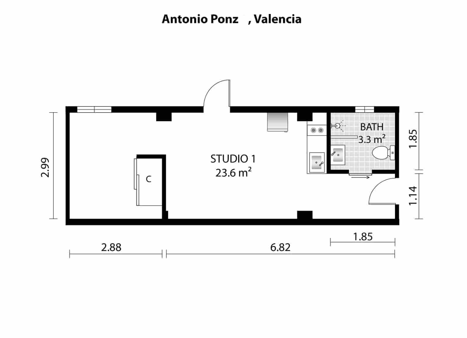1 camera da letto Appartamento da affittare in Valencia citta - 1.050 € (Rif: 9473728)