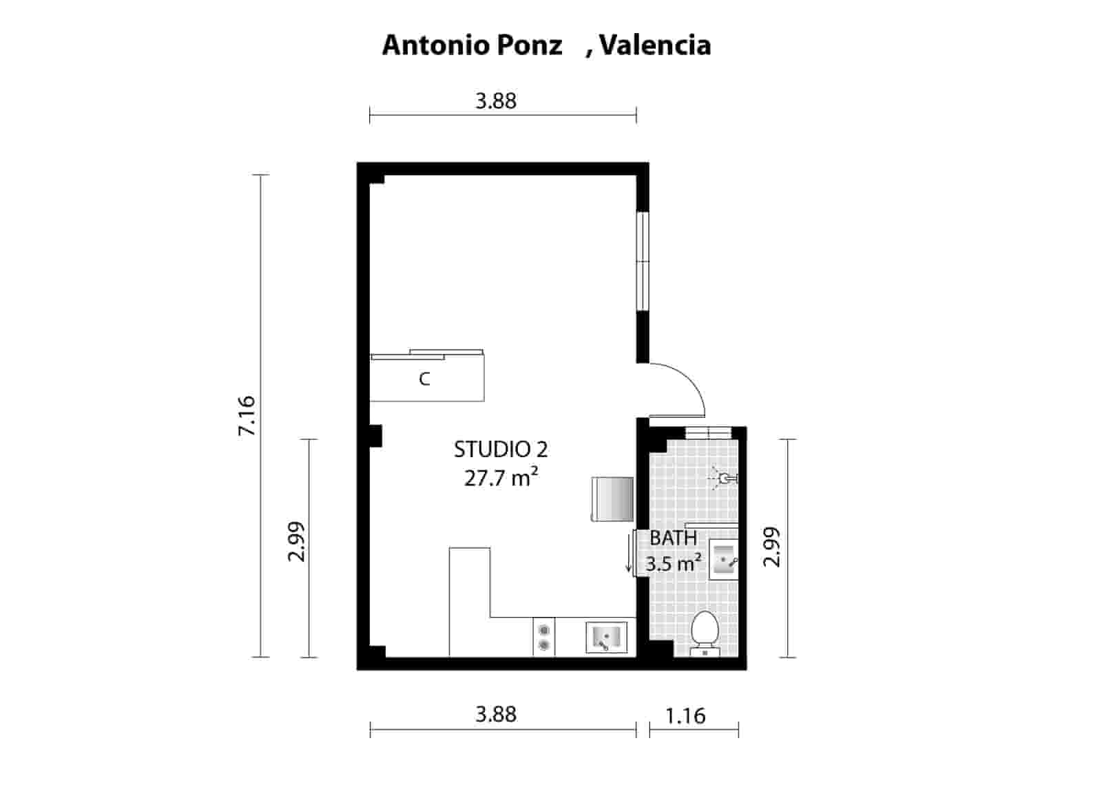 1 camera da letto Appartamento da affittare in Valencia citta - 1.050 € (Rif: 9473728)