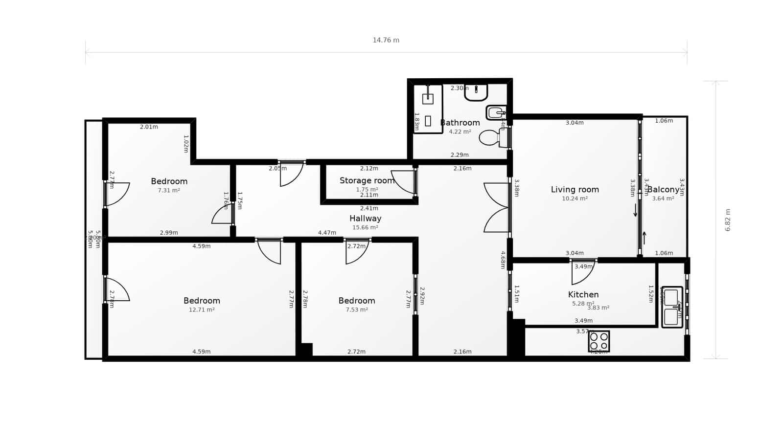 3 makuuhuone Huoneisto myytävänä paikassa Valencia kaupunki - 399 000 € (Ref: 9646791)