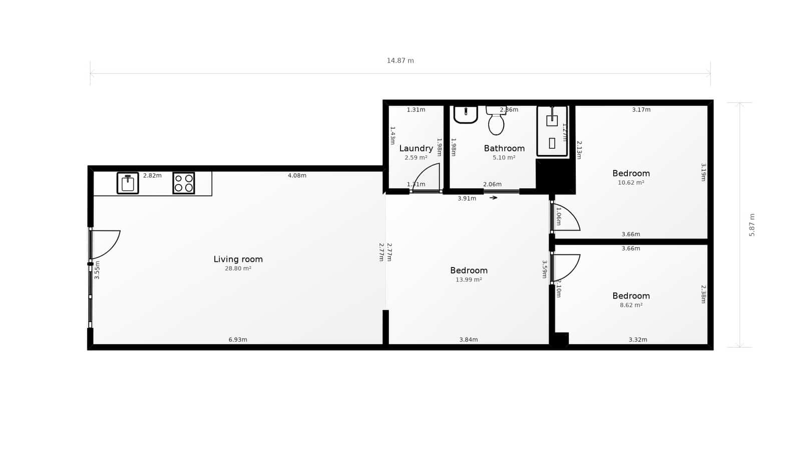 2 quarto Apartamento para venda em Valencia cidade - 269 000 € (Ref: 9805941)