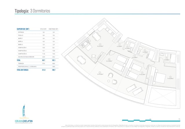 2 soverom Leilighet til salgs i Benidorm med svømmebasseng garasje - € 1 058 000 (Ref: 9805945)