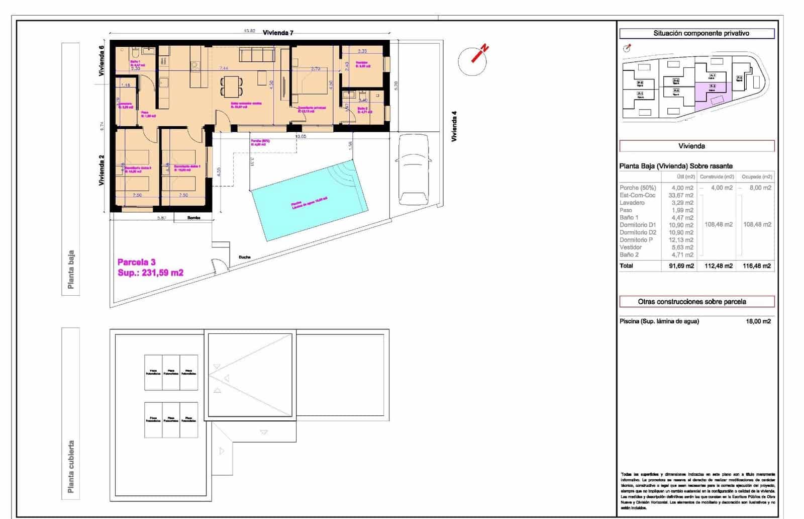 3 sovrum Semi-fristående Villa till salu i Daya Nueva med pool garage - 380 000 € (Ref: 10060189)