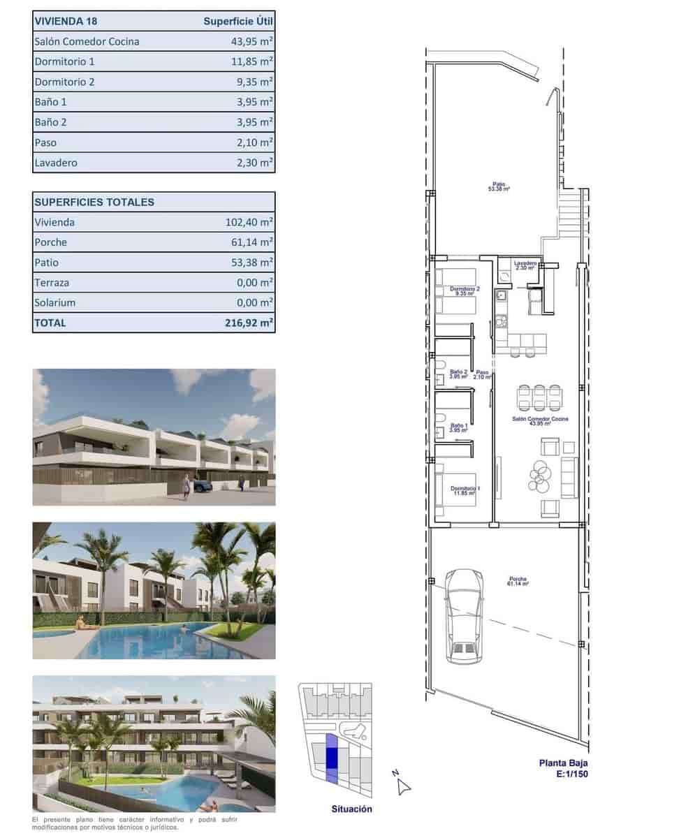 2 quarto Bungalow para venda em Pilar de la Horadada com piscina - 395 000 € (Ref: 9667030)