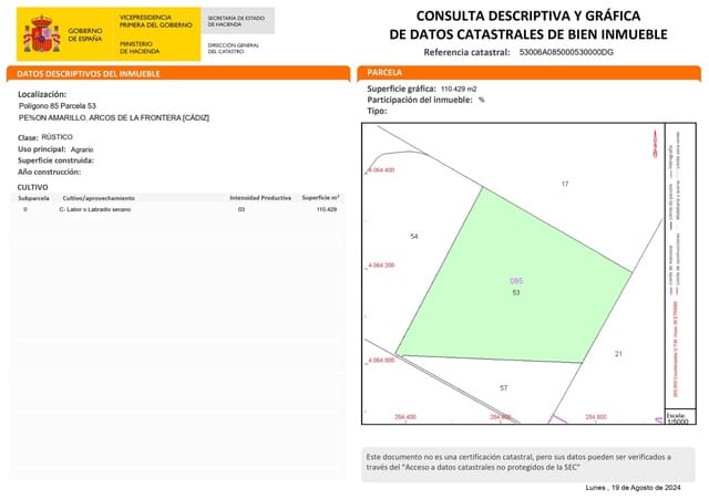 Ubebygd land til salgs i Arcos de la Frontera - € 300 000 (Ref: 9081563)