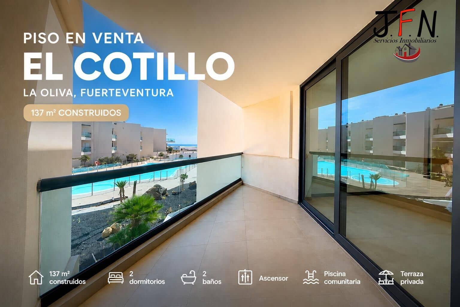 2 sovrum Lägenhet till salu i El Cotillo med pool - 316 530 € (Ref: 9892462)