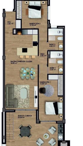 2 slaapkamer Penthouse te koop in Alicante stad met zwembad - € 355.000 (Ref: 9193635)