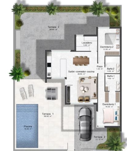 2 bedroom Villa for sale in Murcia city with pool garage - € 375,900 (Ref: 9197631)