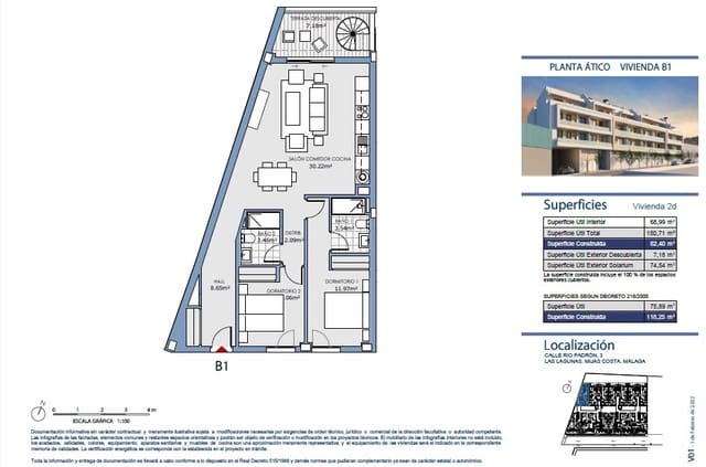 2 makuuhuone Kattohuoneisto myytävänä paikassa Mijas Costa, Mijas mukana uima-altaan 
autotalli - 369 000 € (Ref: 9232503)