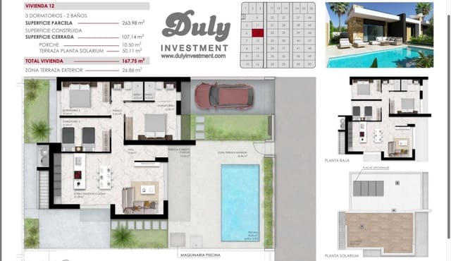 3 Zimmer Villa zu verkaufen in Ciudad Quesada, Rojales mit Pool - 496.000 € (Ref: 9461150)