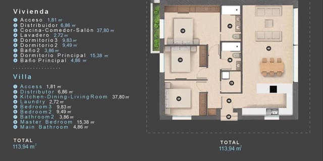 3 Zimmer Villa zu verkaufen in Villamartin, Orihuela mit Pool Garage - 488.000 € (Ref: 9554617)