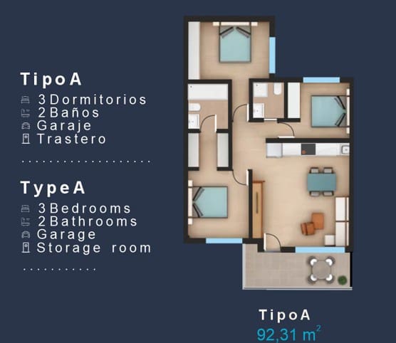 3 sovrum Takvåning till salu i San Pedro del Pinatar med pool garage - 304 000 € (Ref: 9554620)