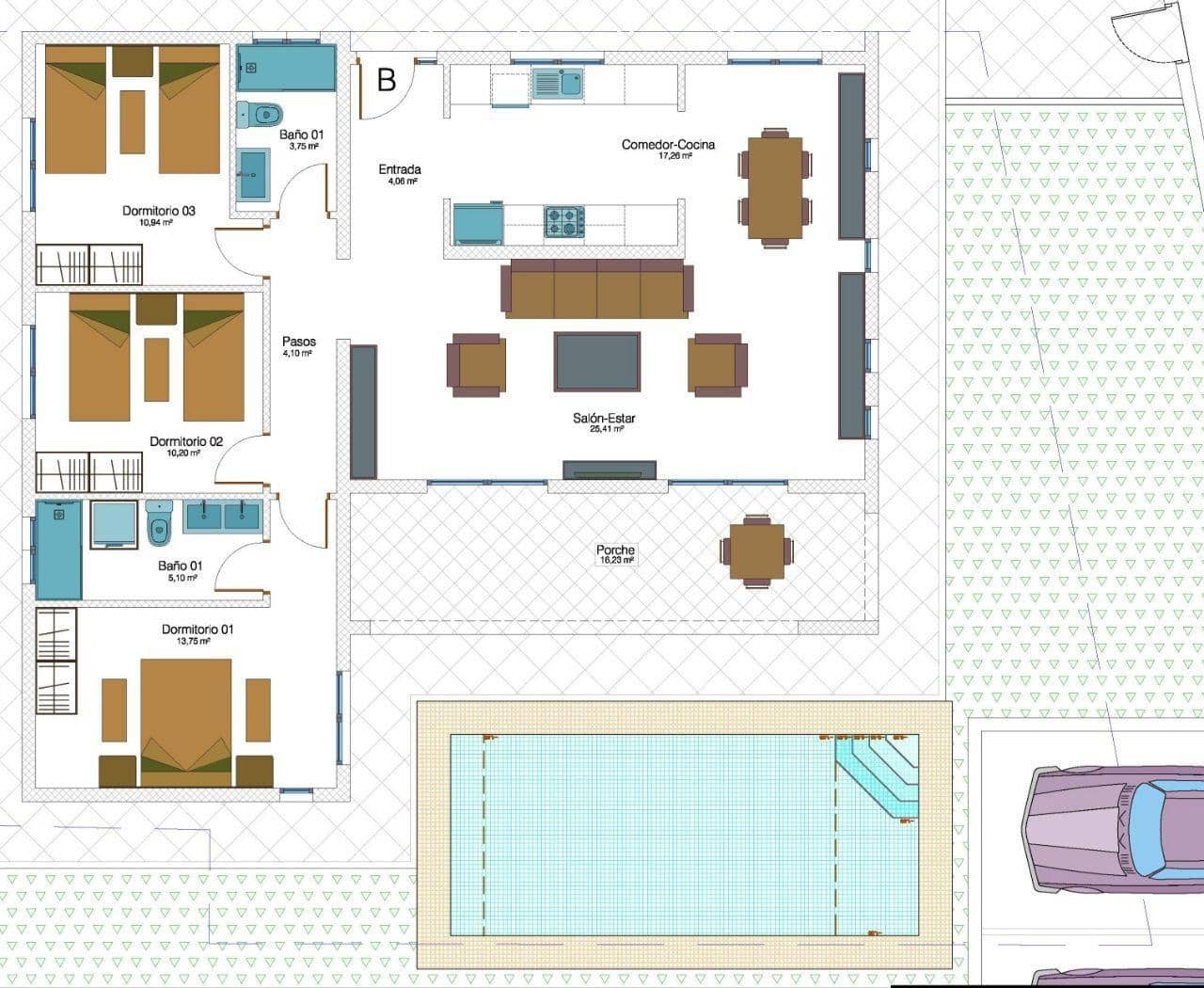 Chalet de 3 habitaciones en Ciudad Quesada en venta - 365.000 € (Ref: 9248771)