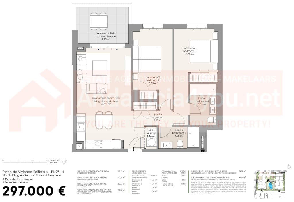 2 sovrum Lägenhet till salu i Algarrobo Costa med pool - 297 000 € (Ref: 9102800)
