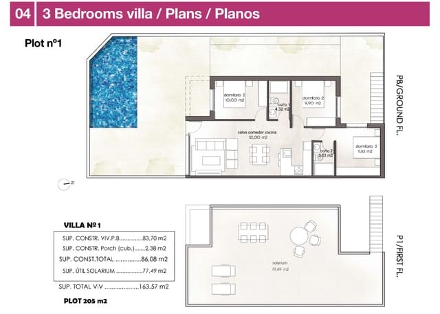 2 bedroom Terraced Villa for sale in Pilar de la Horadada ciudad, Pilar de la Horadada with pool - € 315,900 (Ref: 9136573)