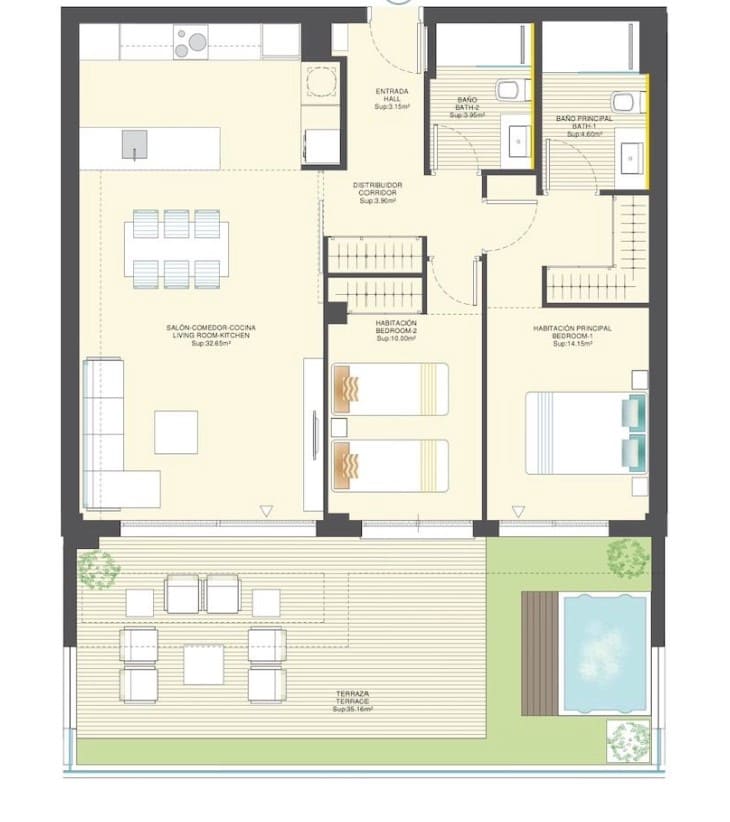 Apartamento de 2 habitaciones en Finestrat en venta con piscina garaje - 419.000 € (Ref: 9344024)