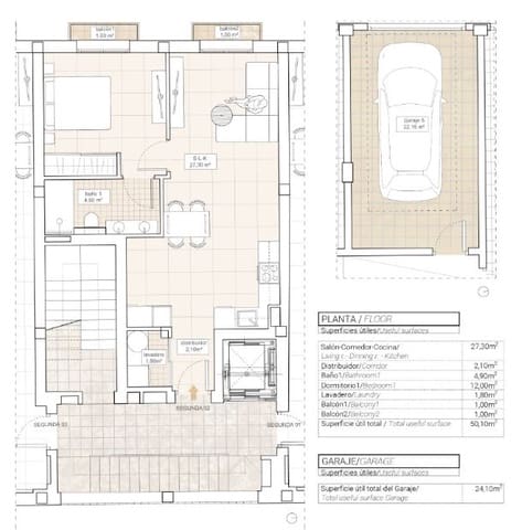 1 slaapkamer Appartement te koop in Hondón de las Nieves met garage - € 175.000 (Ref: 9421785)