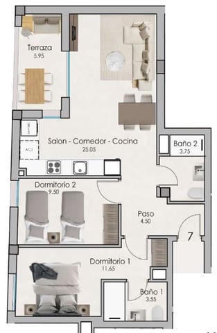 2 bedroom Apartment for sale in Norte, Santa Pola with pool garage - € 230,000 (Ref: 9424141)
