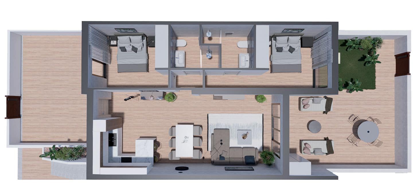 2 sypialnia Bungalow na sprzedaż w Torrevieja z basenem garażem - 309 900 € (Ref: 9500179)