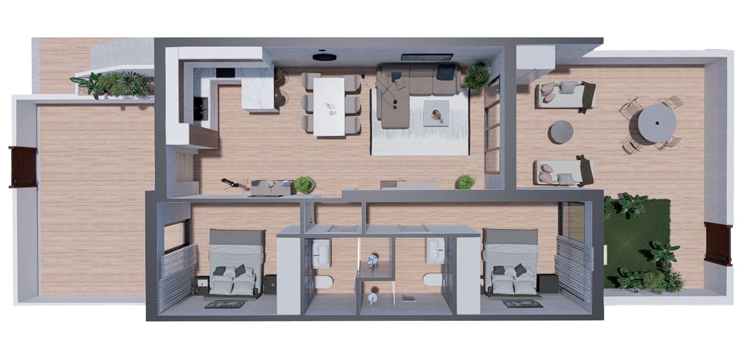 2 sypialnia Bungalow na sprzedaż w Torrevieja z basenem garażem - 309 900 € (Ref: 9500179)