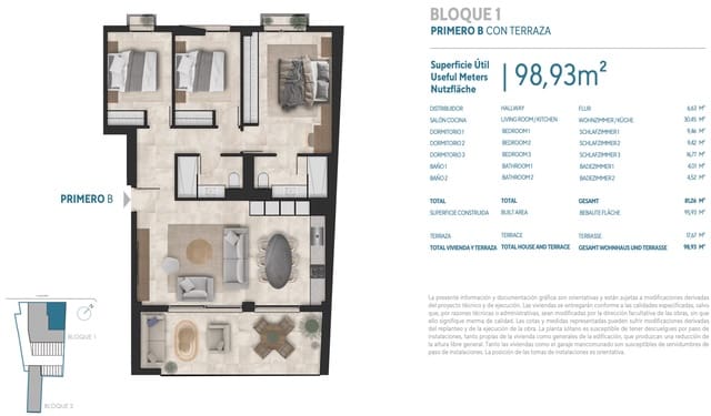 3 camera da letto Appartamento in vendita in Portocristo / Port de Manacor, Manacor - 455.000 € (Rif: 9931108)