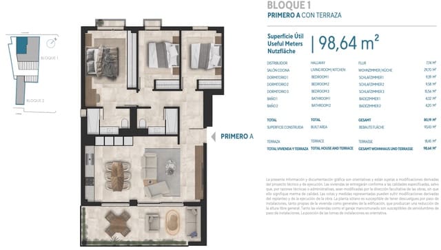 3 sovrum Lägenhet till salu i Portocristo / Port de Manacor, Manacor - 450 000 € (Ref: 9931109)