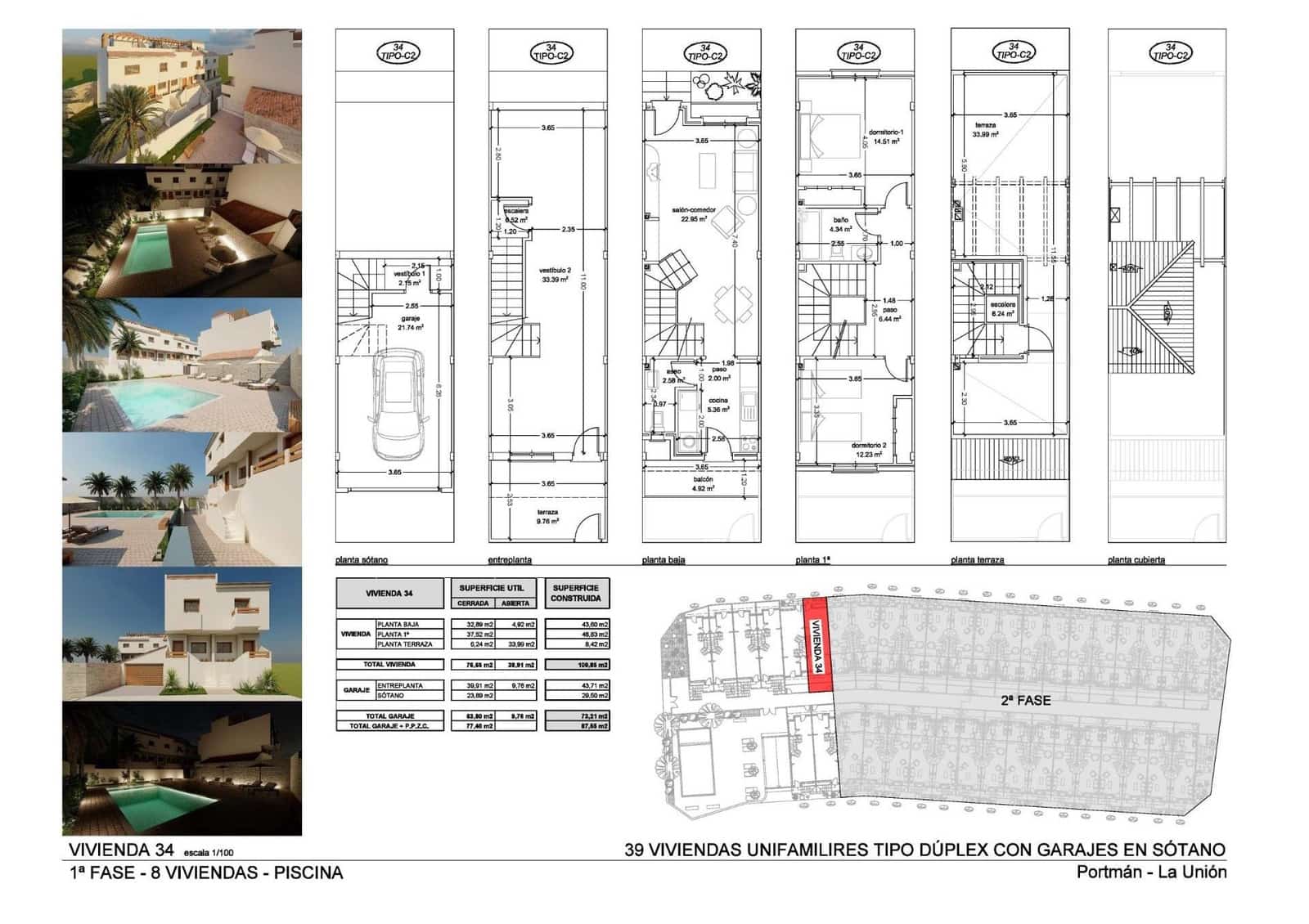 Casa de 3 habitaciones en Portman en venta con piscina garaje - 215.000 € (Ref: 9626067)