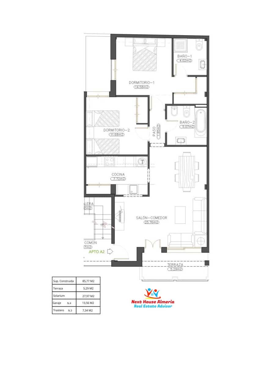 2 slaapkamer Appartement te koop in Cuevas del Almanzora met garage - € 139.000 (Ref: 9436987)