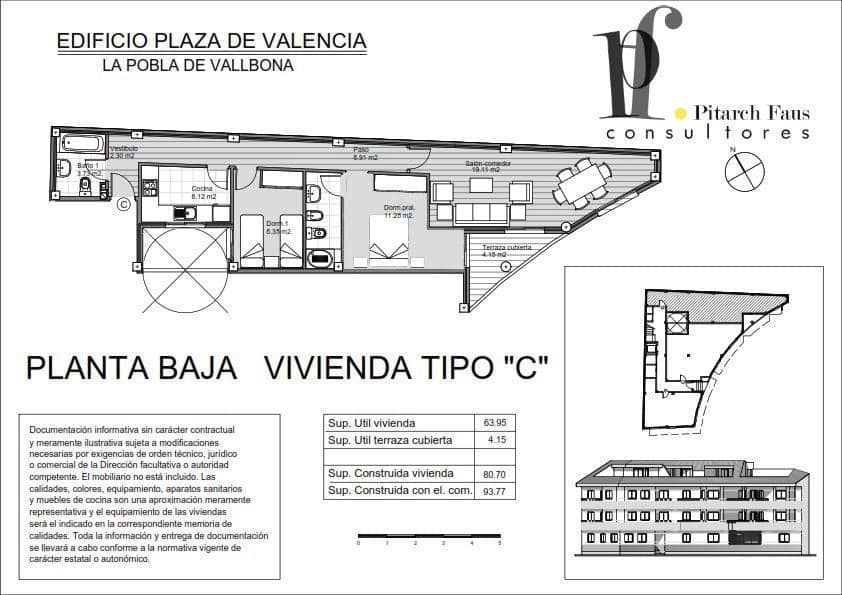 2 bedroom Flat for sale in La Pobla de Vallbona - € 187,000 (Ref: 9053715)