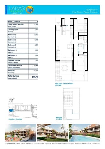 2 sypialnia Penthouse na sprzedaż w Pilar de la Horadada z basenem garażem - 330 000 € (Ref: 9161620)