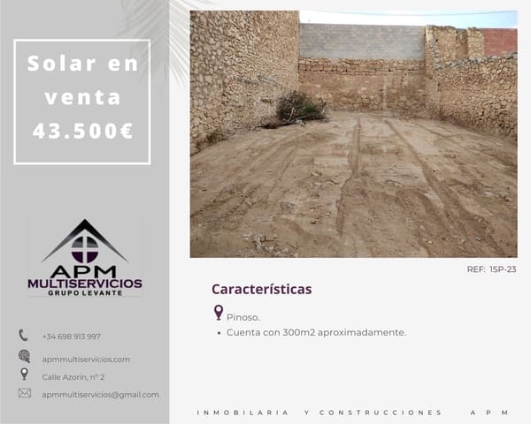 Bouwgrond te koop in Pinoso - € 43.500 (Ref: 9127149)