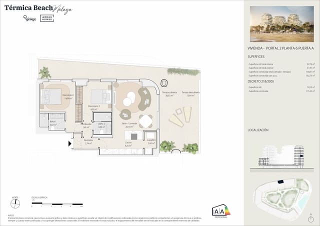 2 makuuhuone Huoneisto myytävänä paikassa Ind La Termica, Málaga kaupunki mukana uima-altaan - 1 300 000 € (Ref: 8911978)